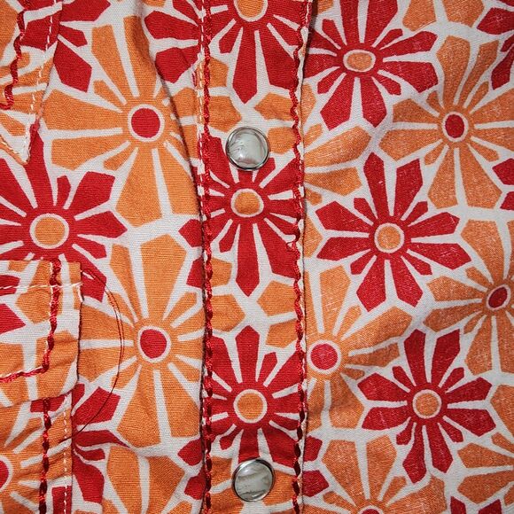 Roper Orange & Red Floral Button Down Western Shirt Size XS - Picture 6 of 8